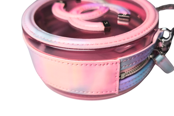 Load image into Gallery viewer, CHANEL Pink PVC &amp; Multicolor  Patent Leather CC Round Shoulder Bag
