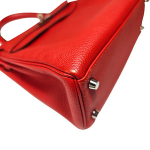 HERMES Kelly 25 Retourne Rouge Pivoine in Togo Leather Square R Stamp 2014