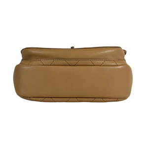 CHANEL Beige Quilted Leather Covered CC Small Crossbody Bag