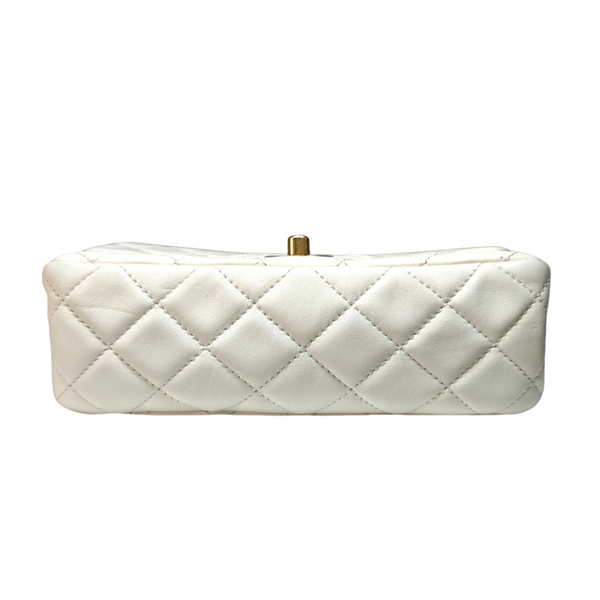 Load image into Gallery viewer, CHANEL Mini Classic Flap Bag White Lambskin / Aged gold hardware
