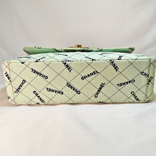 Load image into Gallery viewer, CHANEL Mint Green JUMBO LOGO Flap Bag
