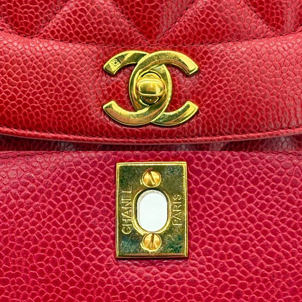 将图片加载到图库查看器，CHANEL Vintage Red Caviar Leather 25cm Diana Flap Bag
