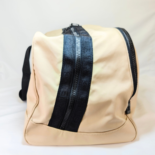 Load image into Gallery viewer, CHANEL Sport Line Boston Travel Nylon Duffle Bag Black Beige CC Logo
