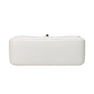 CHANEL Lambskin Top Handle Chain Shoulder Bag in White