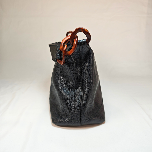 이미지를 갤러리 뷰어에 로드 , CHANEL Wood Caviar Black Hand Bag
