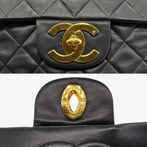 CHANEL Vintage Black Lambskin Maxi Classic Flap Bag