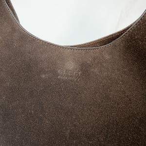 GUCCI  Brown Suede Moon  Shoulder Bag