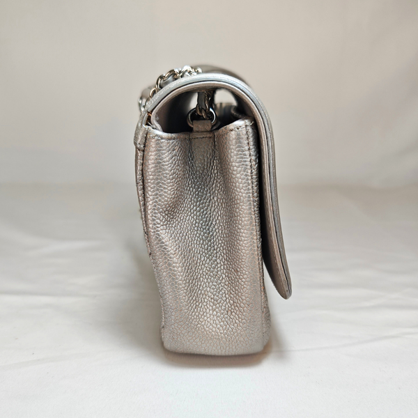 Load image into Gallery viewer, CHANEL CC Filigree Flap Chain Shoulder Bag Silver
