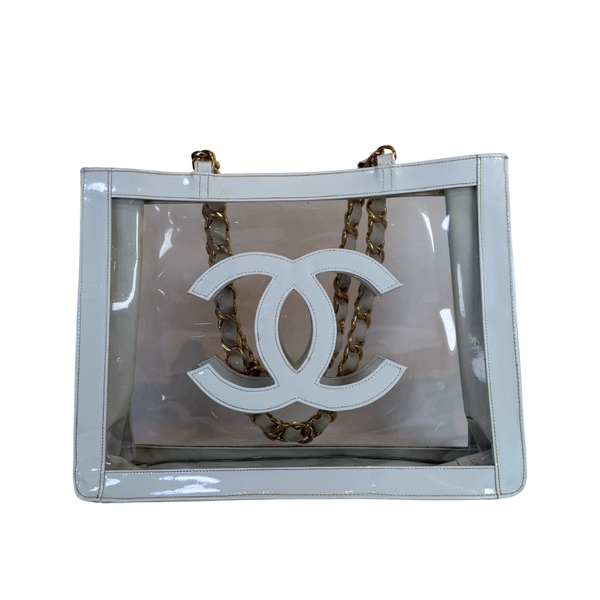 将图片加载到图库查看器，CHANEL Vintage CC Chain Tote PVC
