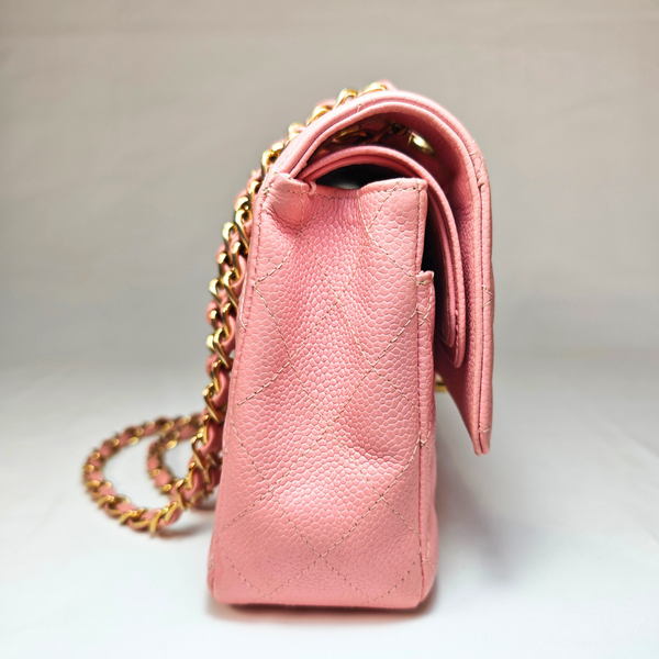 画像をギャラリービューアに読み込む, CHANEL サクラピンク キャビアスキンレザー フラップバッグ 25
