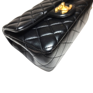 CHANEL Black Matelasse Coco Chain Lambskin Mini Flap