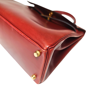 HERMES Kelly 32 Retourne Box Calf Red Square E Stamp 2001