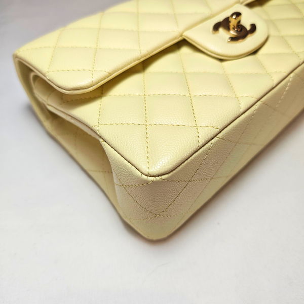 Load image into Gallery viewer, CHANEL Buttercream Yellow Caviar Small Classic Double Flap Bag
