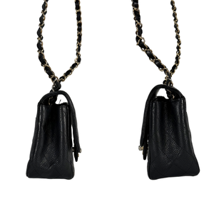 CHANEL Black Caviar Mini Classic Square Flap Bag
