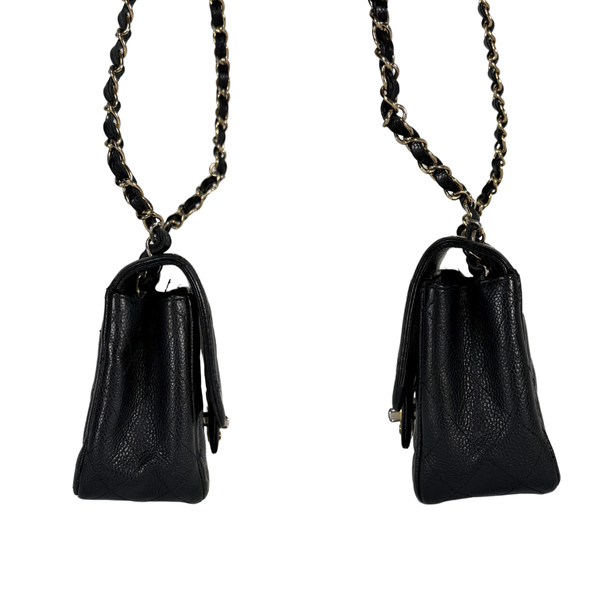 将图片加载到图库查看器，CHANEL Black Caviar Mini Classic Square Flap Bag
