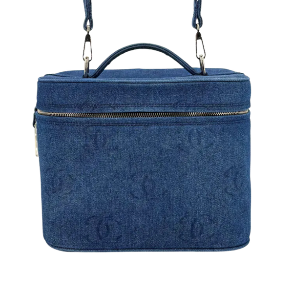 将图片加载到图库查看器，CHANEL Vintage Blue Denim Vanity Case
