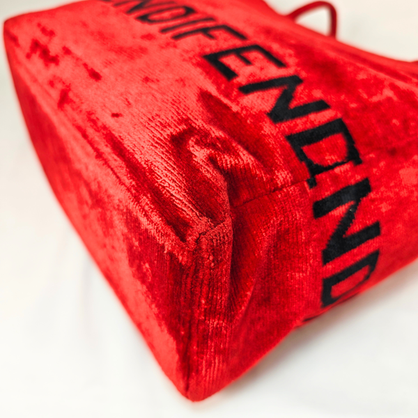 将图片加载到图库查看器，FENDI Vintage Red Velvet Canvas Logo Tote Bag
