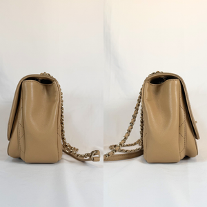 CHANEL Beige Quilted Leather Covered CC Small Crossbody Bag