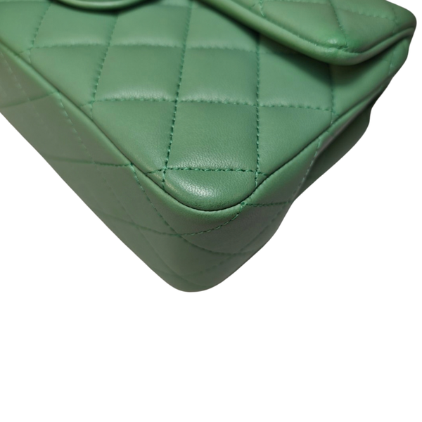 Load image into Gallery viewer, CHANEL Matelasse Top Handle Mini Flap Bag Light Green AS2431
