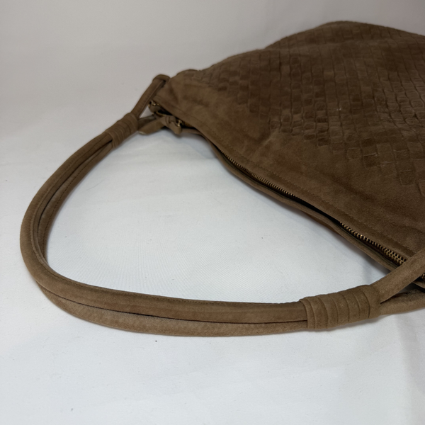 이미지를 갤러리 뷰어에 로드 , BOTTEGA VENETA Vintage Suede Intrecciato Beige Shoulder Bag Hobo
