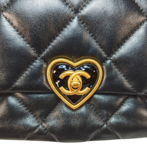 CHANEL Lambskin Matelassé Heart Lock Chain Shoulder Bag  AS3979
