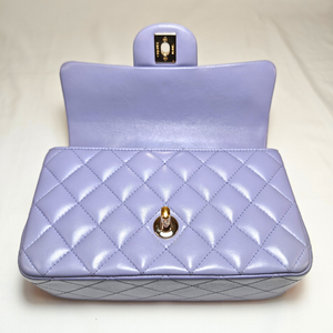 CHANEL Mini Rectangular Flap Bag with Top Handle Chain Light Purple