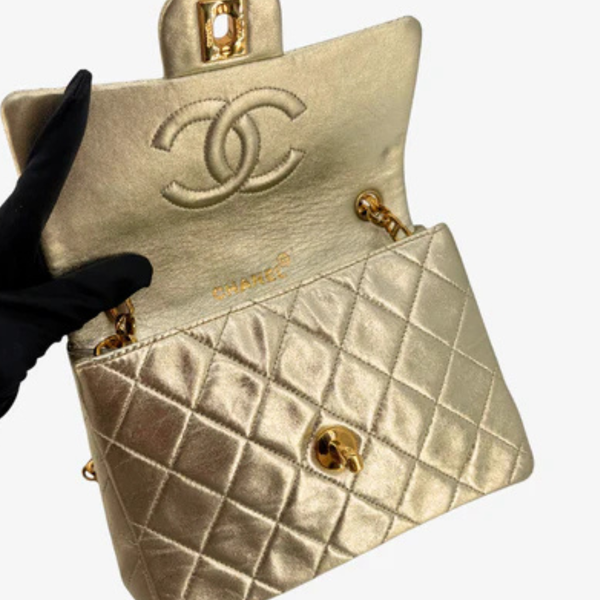 Load image into Gallery viewer, CHANEL Vintage Light Gold Lambskin Timeless Square Flap Bag
