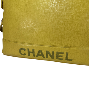 CHANEL Lime Color Caviarskin Leather Shoulder Bag
