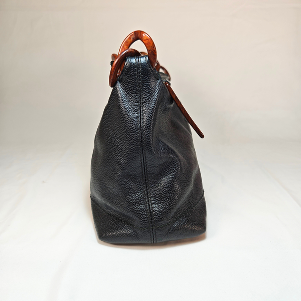 이미지를 갤러리 뷰어에 로드 , CHANEL Wood Caviar Black Hand Bag
