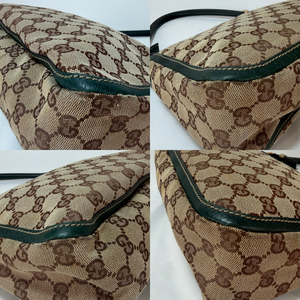 GUCCI  Abbey Top Handle Green GG Canvas Hand Bag