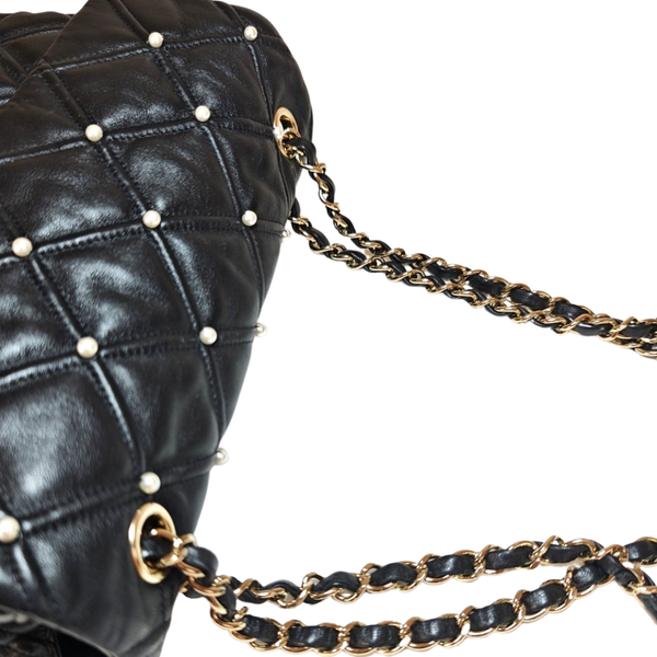 Load image into Gallery viewer, CHANEL Black Pearl Studded Quilted Flap Bag
