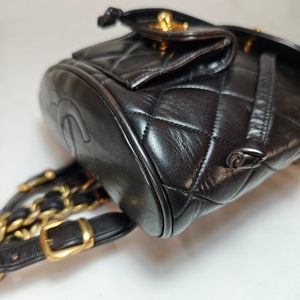 CHANEL Matelassé Mini Duma Black Backpack with Serial Sticker & Authenticity Card