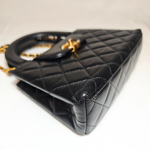 CHANEL Mini Kelly Black Quilted Leather Chain Shoulder Bag