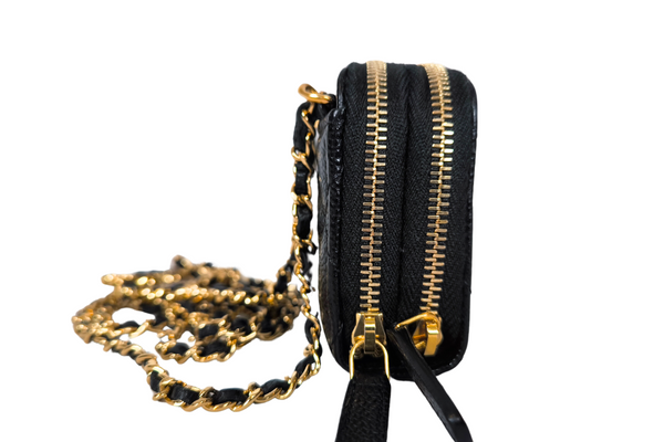 Load image into Gallery viewer, CHANEL Caviarskin Matelasse  Crossbody Chain Wallet Coin Case
