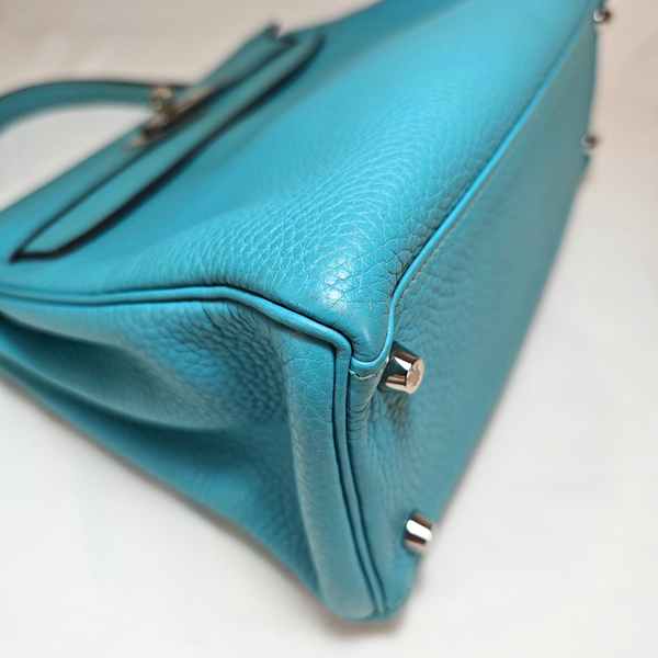 Load image into Gallery viewer, HERMES Kelly 28 Taurillon Clemence Blue Jean Stamp T

