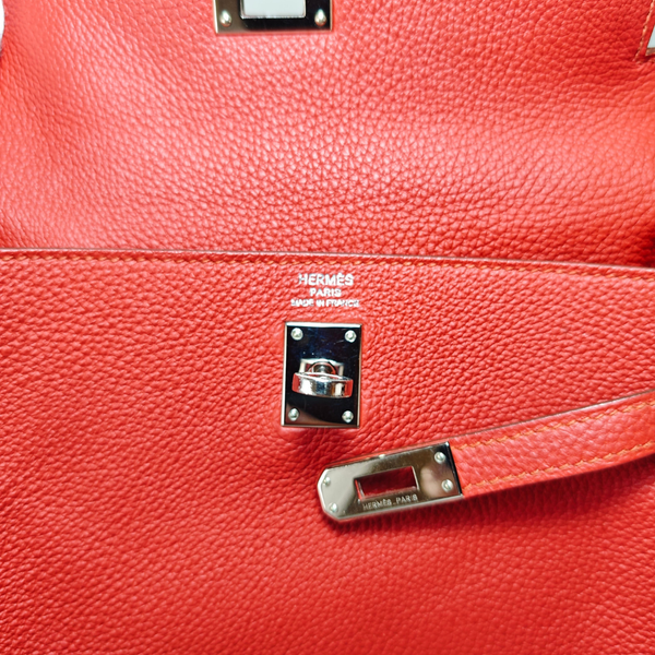 将图片加载到图库查看器，HERMES Kelly 25 Retourne Rouge Pivoine in Togo Leather Square R Stamp 2014
