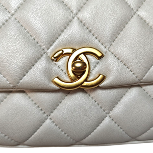 CHANEL White Pearl Handle Bag