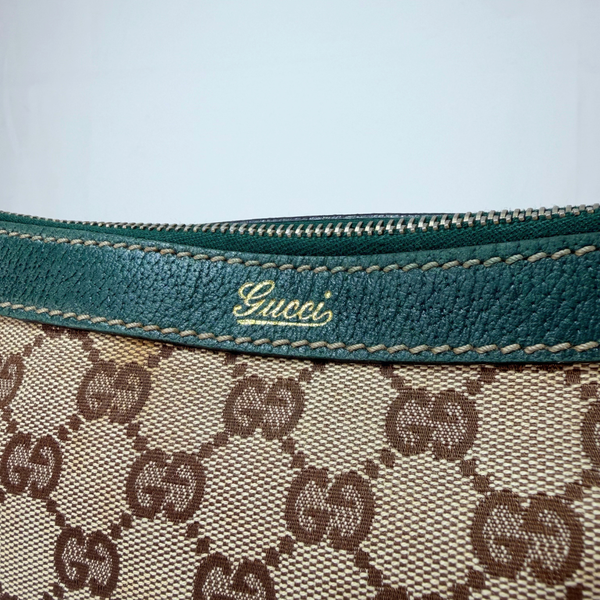 이미지를 갤러리 뷰어에 로드 , GUCCI  Abbey Top Handle Green GG Canvas Hand Bag
