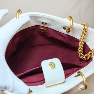 CHANEL Matelasse Calf Leather 2-Way Handbag, White with Gold Hardware