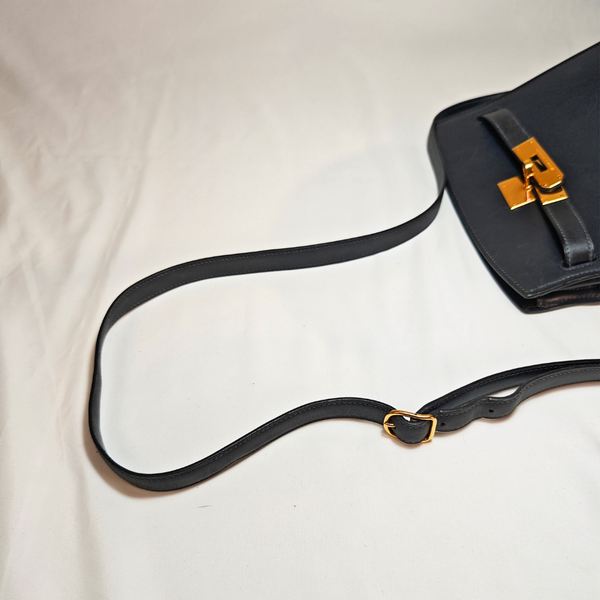 이미지를 갤러리 뷰어에 로드 , HERMES Kelly Sport MM Box Calf Black Shoulder Bag
