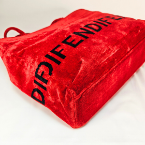 FENDI Vintage Red Velvet Canvas Logo Tote Bag