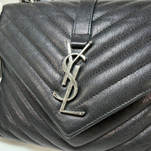 Yves Saint Laurent YSL Black Matelasse Leather Medium Collage Bag