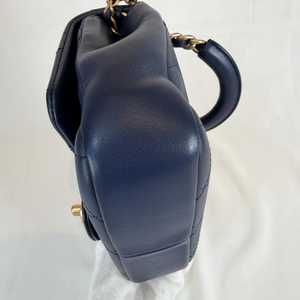 CHANEL Mini Navy Blue Lambskin In The Loop Flap
