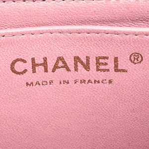 CHANEL Vintage Pink Caviar Leather 17cm Mini Square Flap Bag Gold CC Logo Hardware　