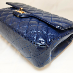 CHANEL Navy Caviar Medium Classic Flap Bag Serial Plate