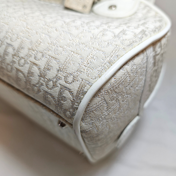 将图片加载到图库查看器，Dior Trotter Gambler Dice Bowler White Hand Bag 2004FW
