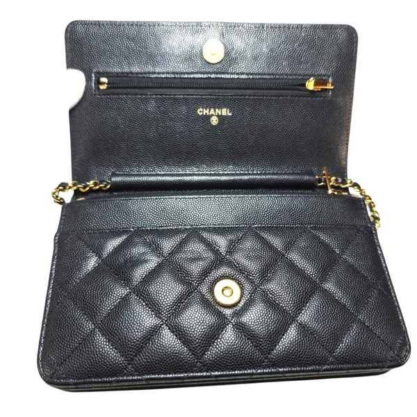 画像をギャラリービューアに読み込む, CHANEL キャビアスキン ポーカーチェーン ウォレットチェーン
