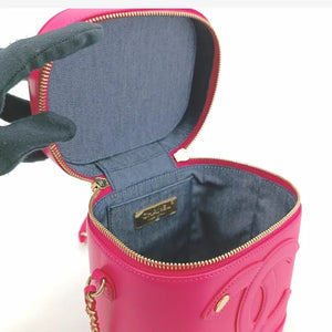 CHANEL Pink Lambskin Vanity Case Bag