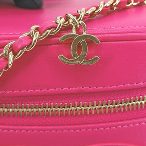 CHANEL Pink Lambskin Vanity Case Bag