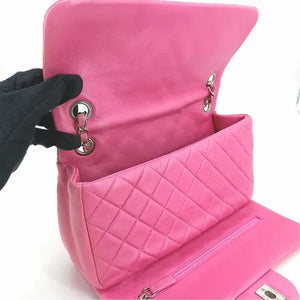 CHANEL Pink Lambskin Upside Down Flap Bag